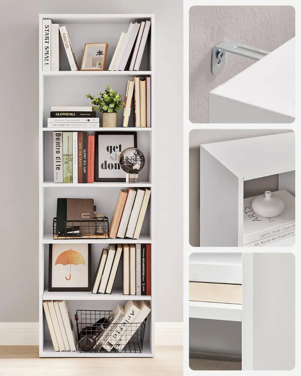 Bücherregal 6-stöckig Offenes Standregal Wolkenweiss, 24 x 60 x 178,5 cm von Songmics