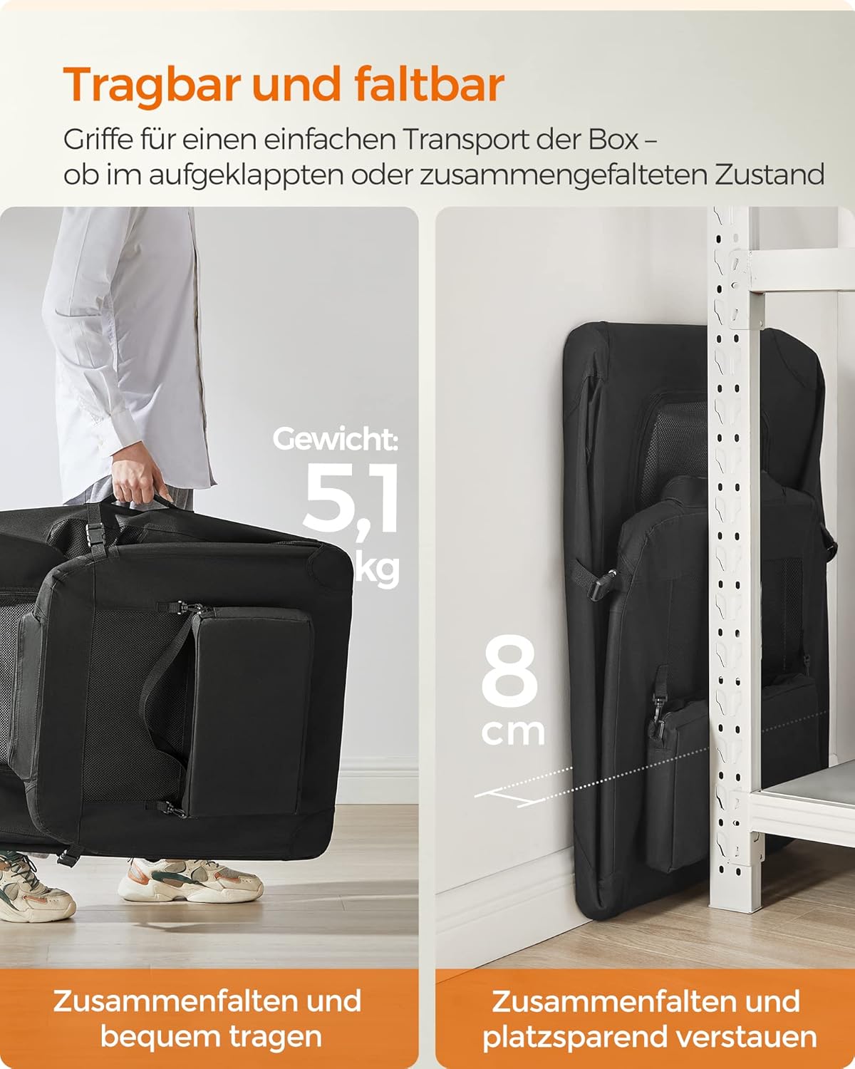 Faltbare Hundebox XXXL 102x69cm schwarz atmungsaktiv von Songmics