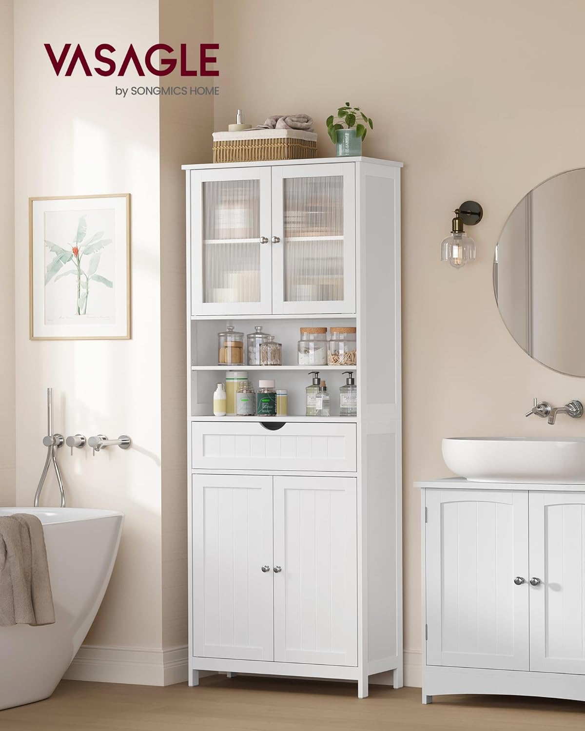 Badezimmerschrank mit Schublade und verstellbaren Ablagen von Songmics