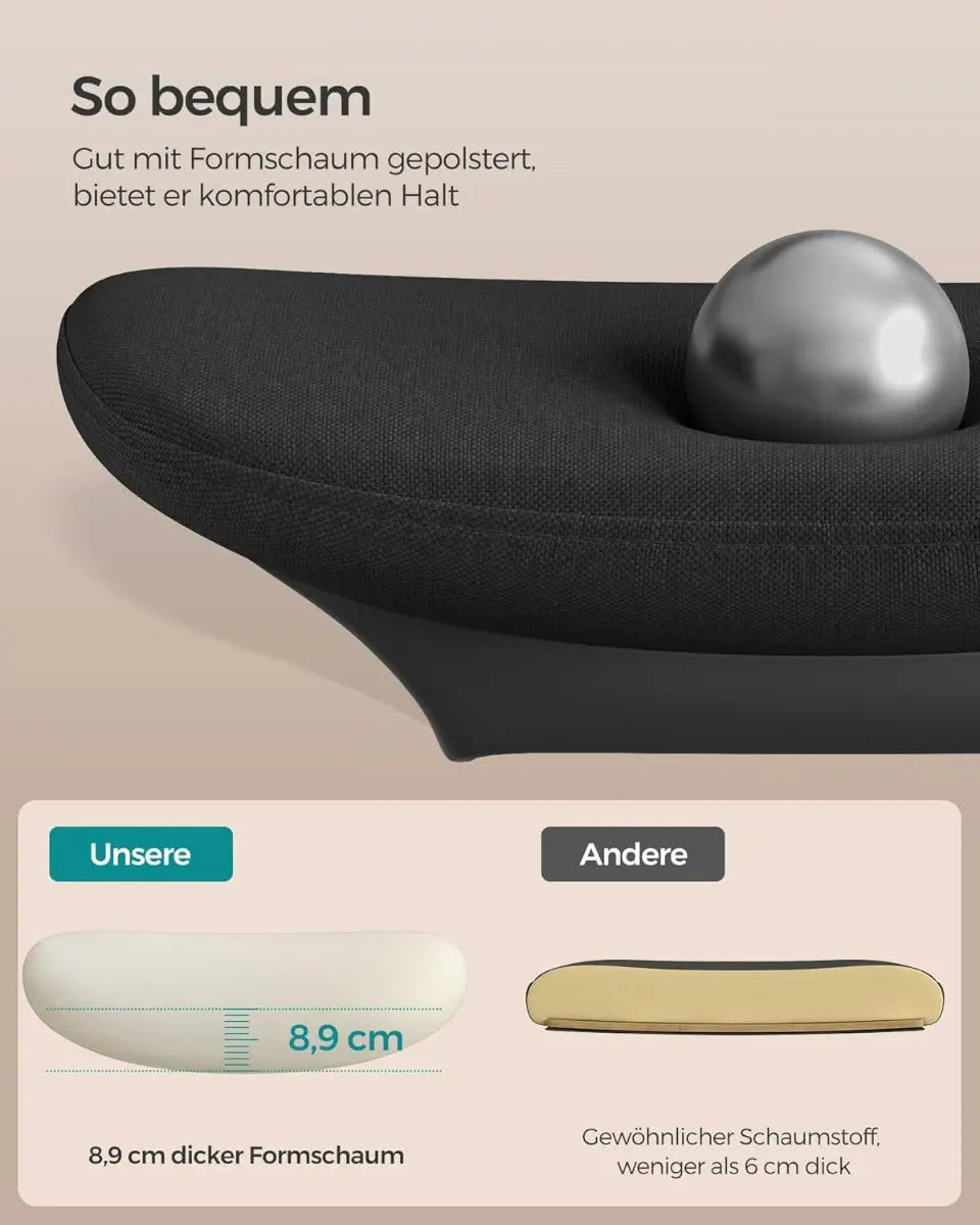Bürostuhl Ergonomisch Verstellbar Belastbar Tintenschwarz von Songmics