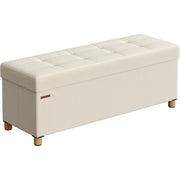 Sitzbank Aufbewahrungsbank 110x38x40 cm Cremeweiss von Songmics