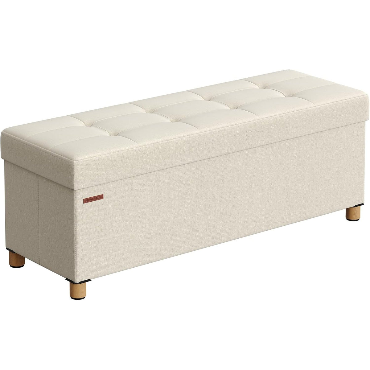 Sitzbank Aufbewahrungsbank 110x38x40 cm Cremeweiss von Songmics