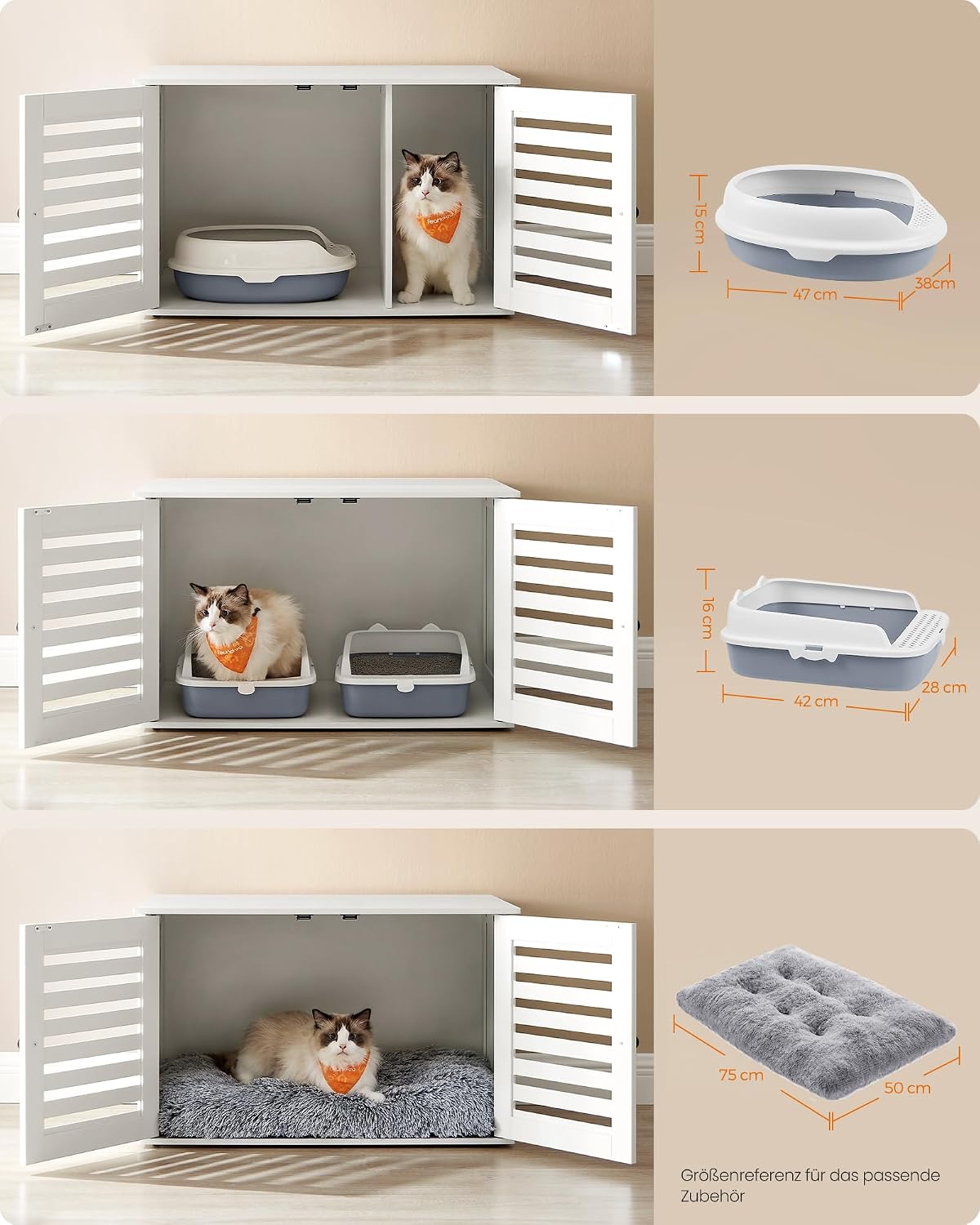Katzentoiletten-Schrank Katzenhaus 80x53x50 cm Braun von Songmics