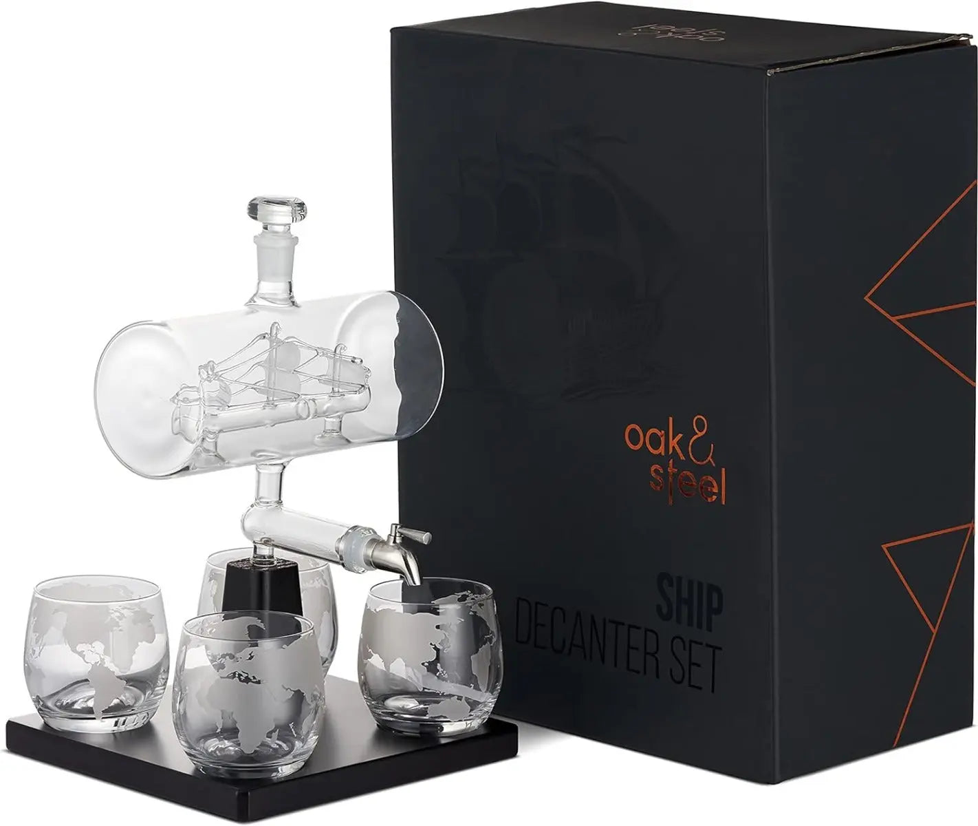 Whisky Gläser & Dekanter Schiff von Oak & Steel