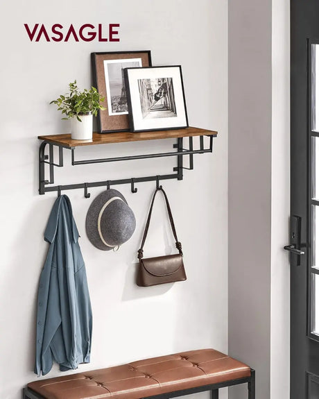 Wandgarderobe mit Aufbewahrungsregal 80cm rustikal Braun von Songmics