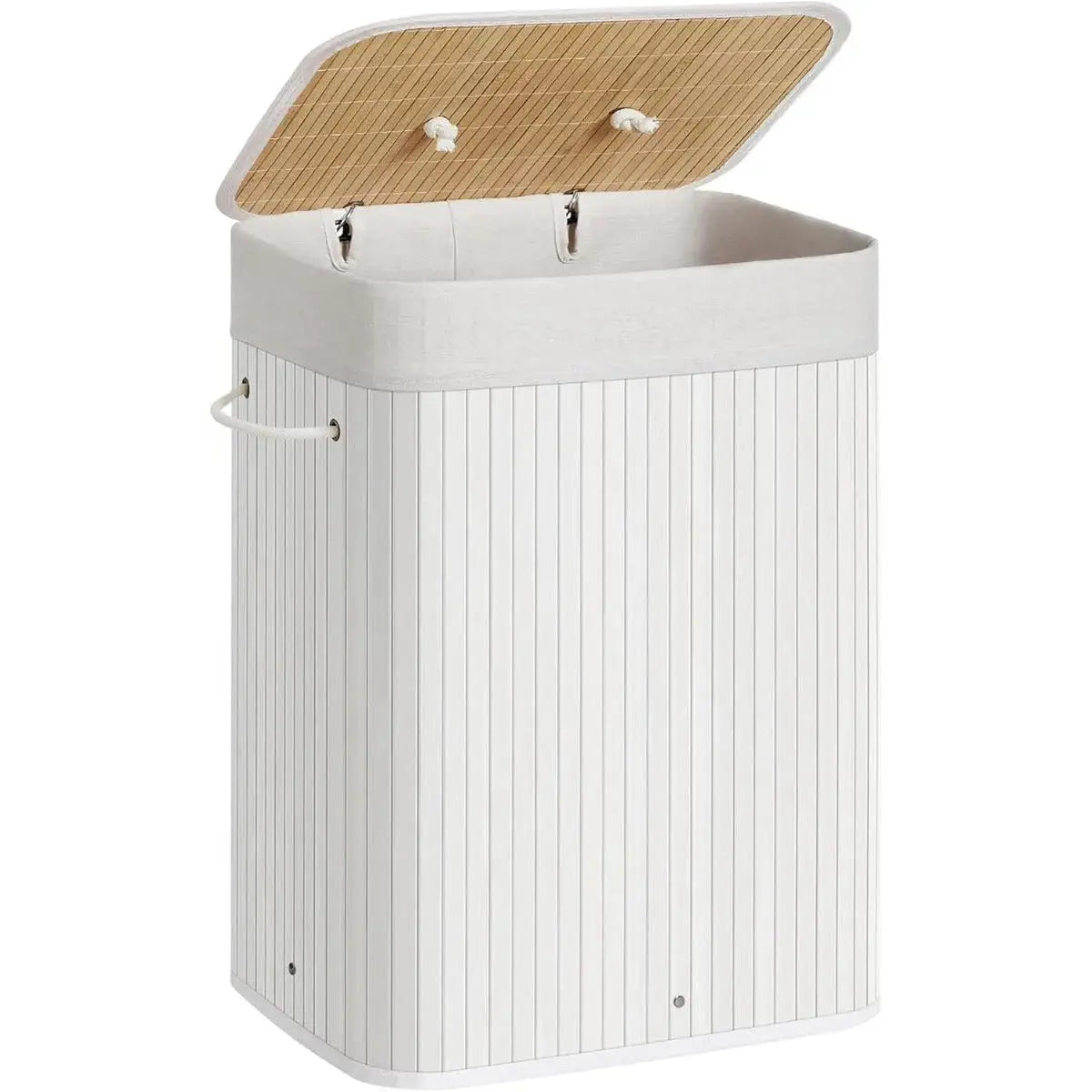 Wäschekorb Wäschesammler Bambus 72l weiss von Songmics