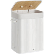 Wäschekorb Wäschesammler Bambus 72l weiss von Songmics