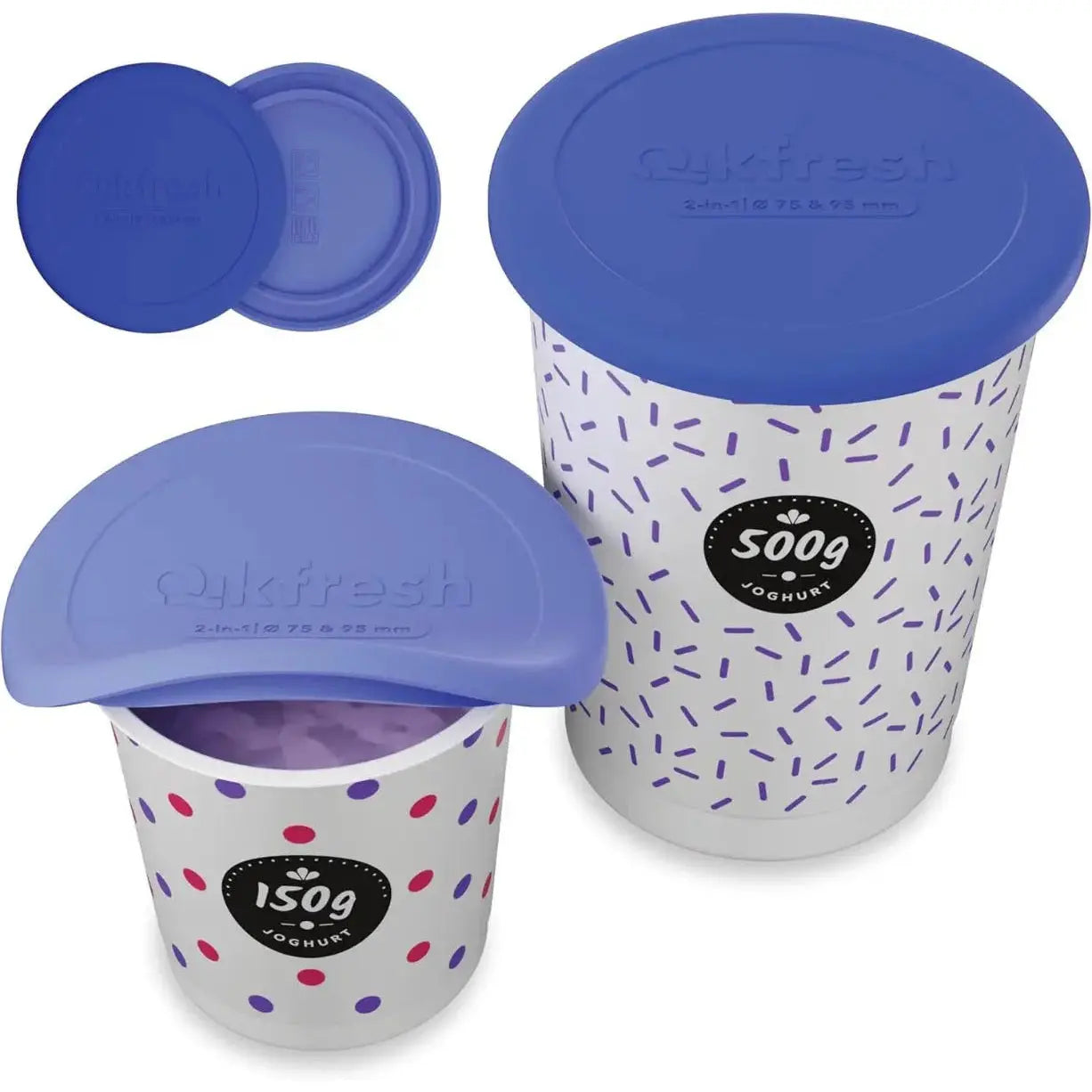 Mehrweg Frischedeckel für Joghurtbecher Blau von Qikfresh