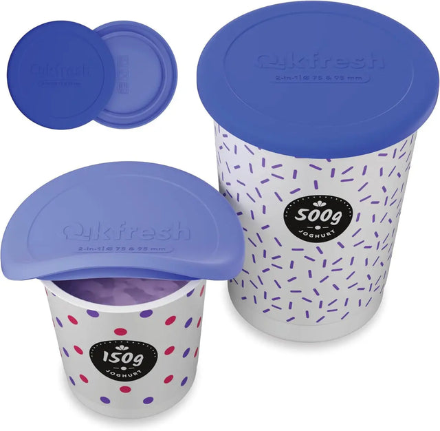 Mehrweg Frischedeckel für Joghurtbecher Blau von Qikfresh