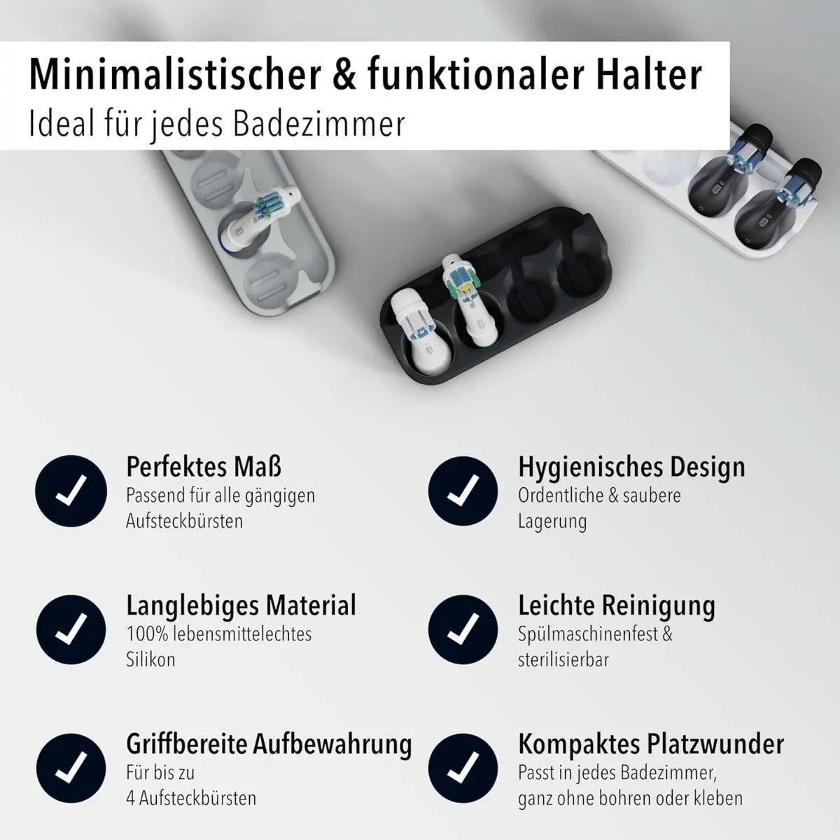 Aufsteckbürstenhalter 4er Weiss von Qikfresh
