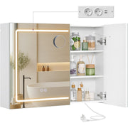 Spiegelschrank mit Beleuchtung und Steckdose 80 cm weiß von Songmics