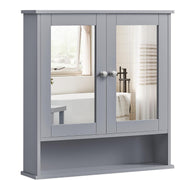 Spiegelschrank Bad Hängeschrank 2 Türen grau 57x59cm von Songmics