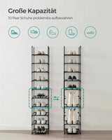 Schuhregal Metallgestell 10 Ebenen Schwarz von Songmics