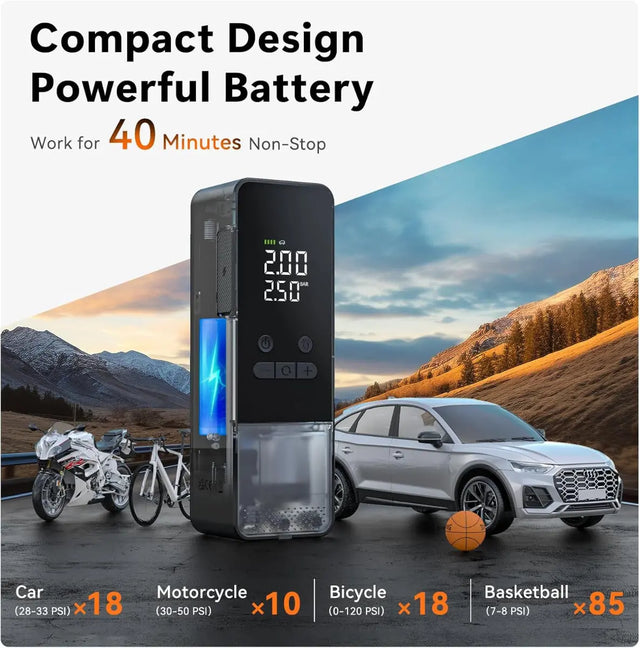 Luftpumpe AL3 150PSI Elektrischer Kompressor Tragbar All-In-One Akku von Cycplus