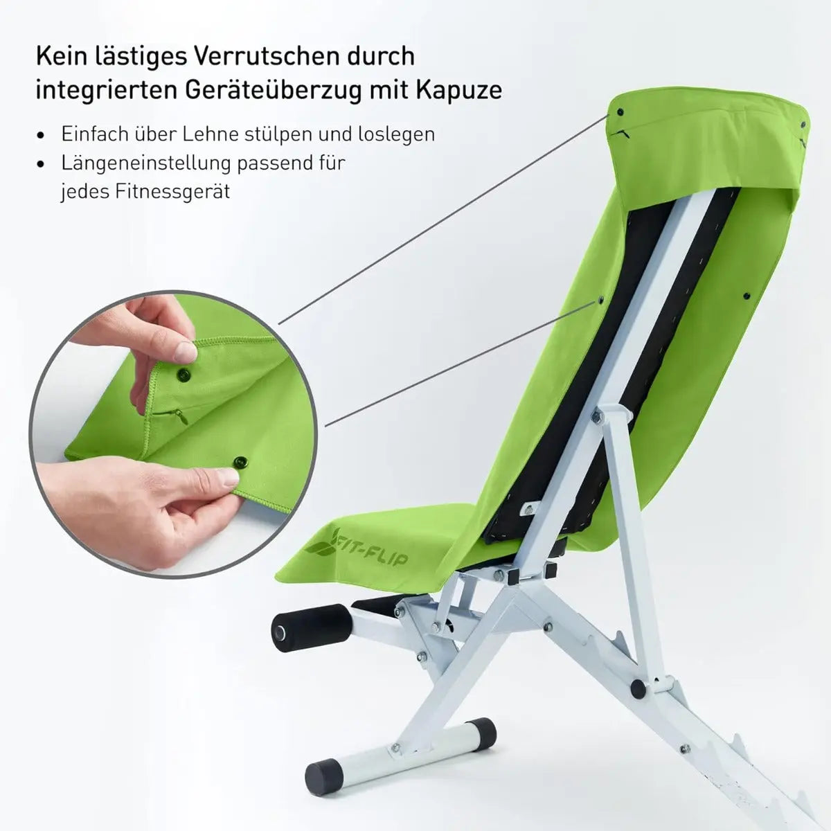 Fitnesshandtuch Mikrofaser mit Reissverschlusstasche 130x48cm Grün von guteszeug.ch