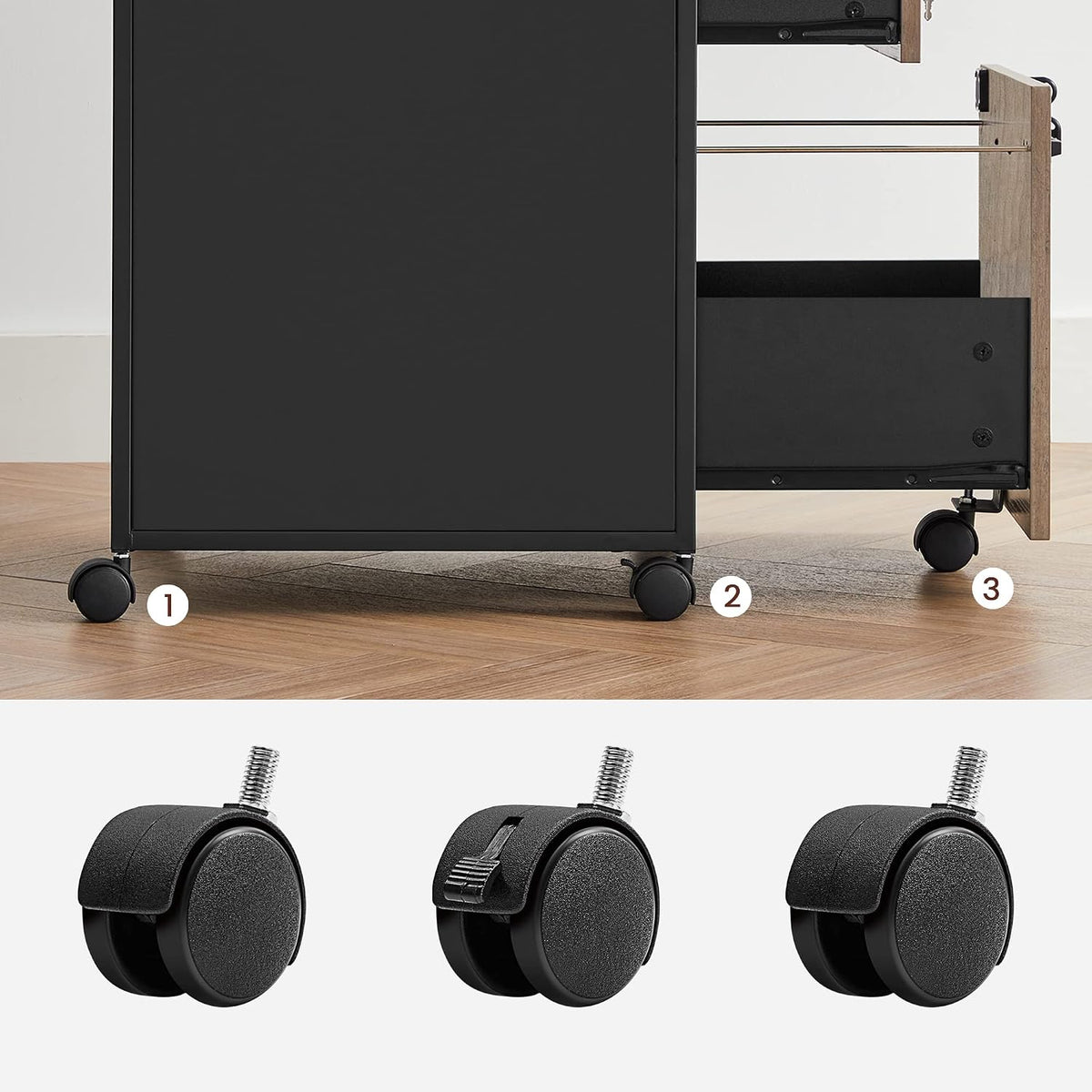 Rollcontainer 2 Schubladen A4 Hängeregister Grau von Songmics