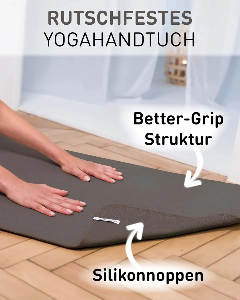Yoga Handtuch Mikrofaser rutschfest mit Noppen Yogatuch Anthracite von guteszeug.ch