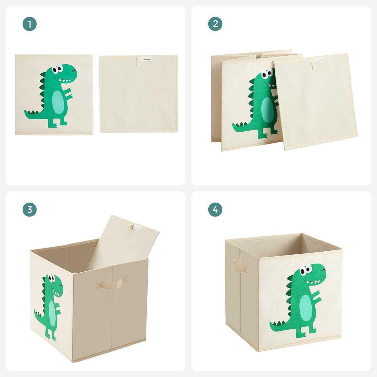 Aufbewahrungsboxen 3er Set Dinosaurier 30x30x30 cm von Songmics