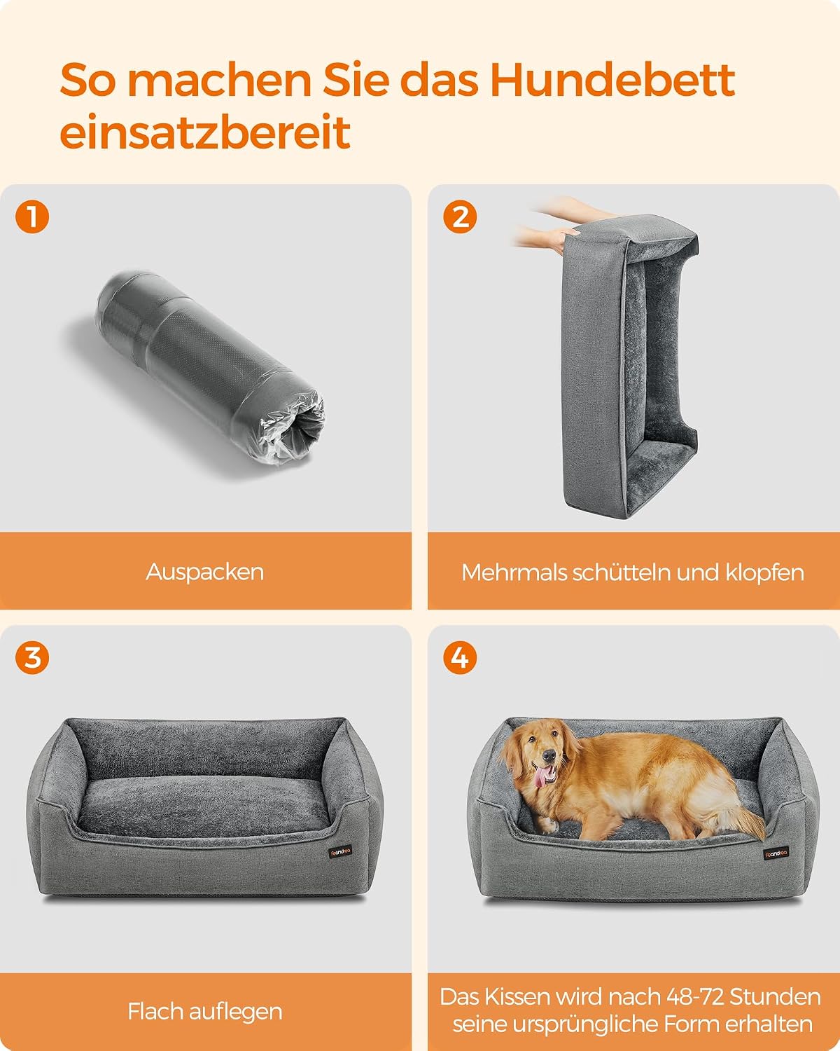 Hundebett XXL Hundesofa 110x75x27 cm Taubengrau von Songmics