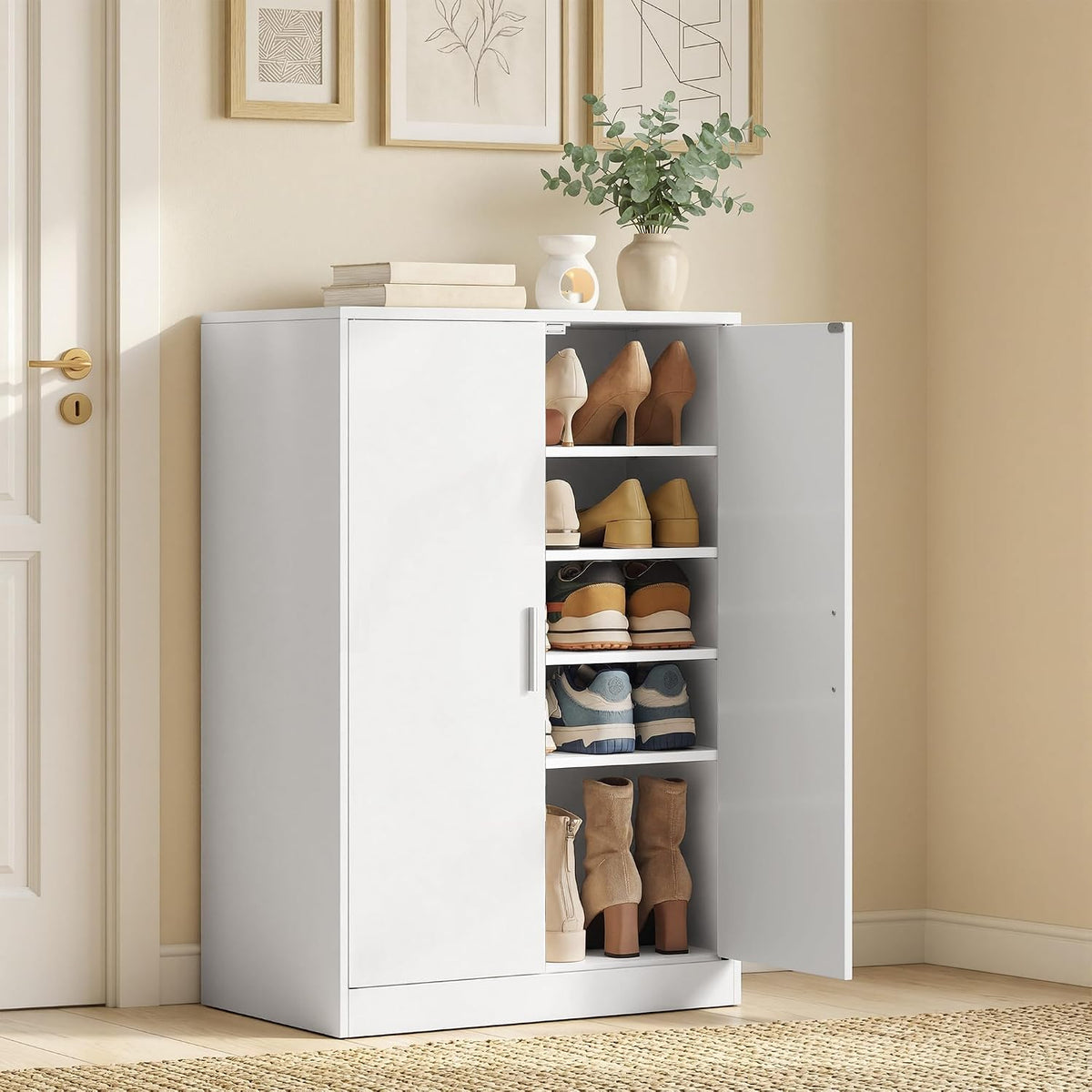 Schuhschrank 5 Ebenen 60x36x90 cm Wolkenweiss von Songmics