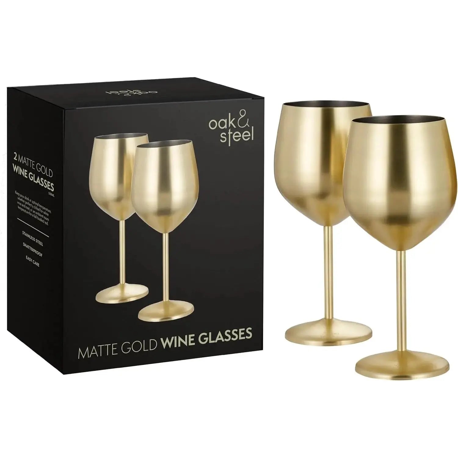 Edelstahl Weingläser Gold Matt 2er-Set von Oak & Steel