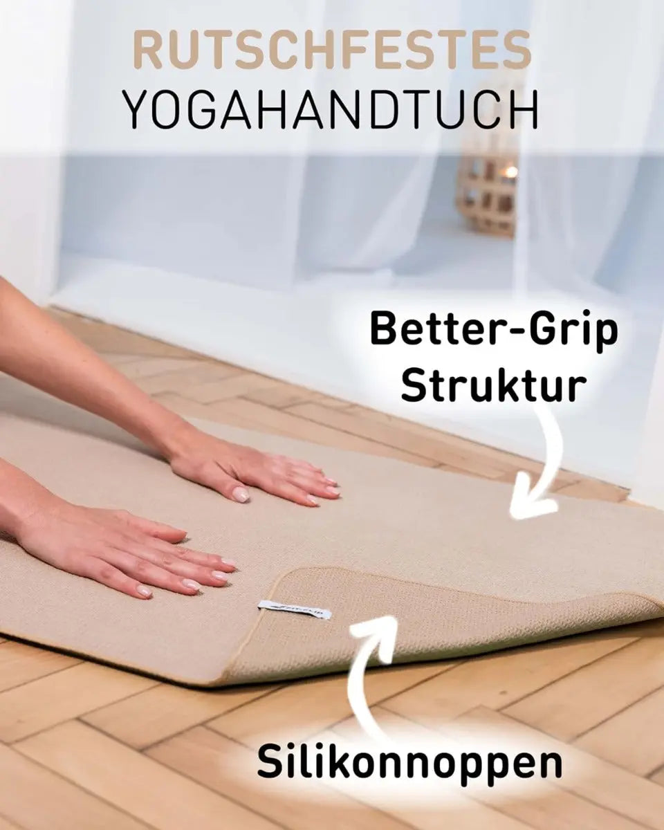 Yoga Handtuch Mikrofaser rutschfest mit Noppen Yogatuch Cream von guteszeug.ch