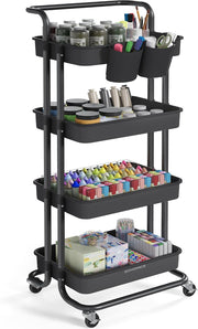 Rollwagen 4 Ablagekörbe 42,5x35,7x115 cm Schwarz von Songmics