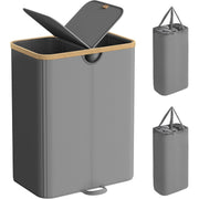 Wäschekorb 2 Fächer 150 l 52x38x75 cm Grau Beige von Songmics