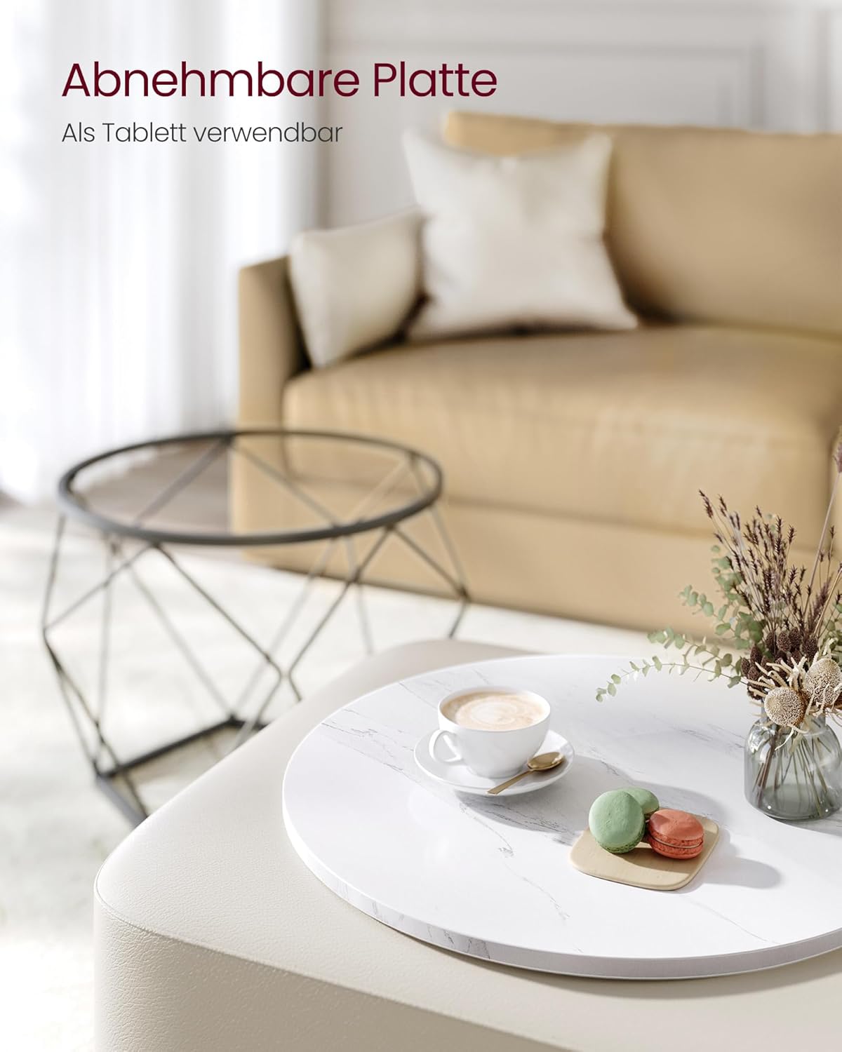 Couchtisch rund 2er Set abnehmbar Marmor Wohnzimmer von guteszeug.ch