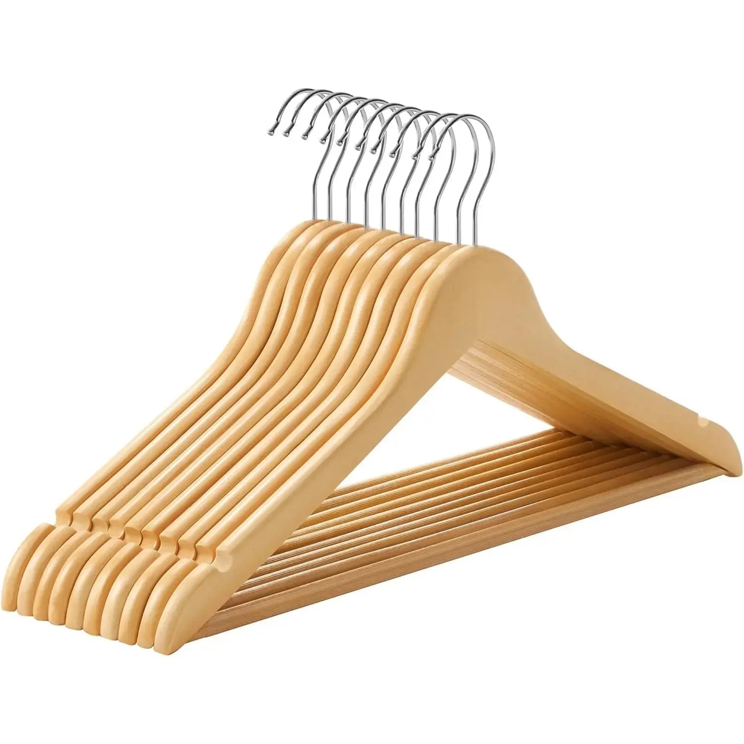 Kleiderbügel Holz 10er Set Einkerbungen im Schulterbereich von Songmics