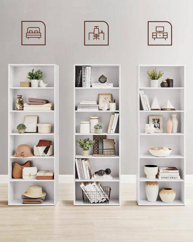 Bücherregal 6-stöckig Offenes Standregal Wolkenweiss, 24 x 60 x 178,5 cm von Songmics