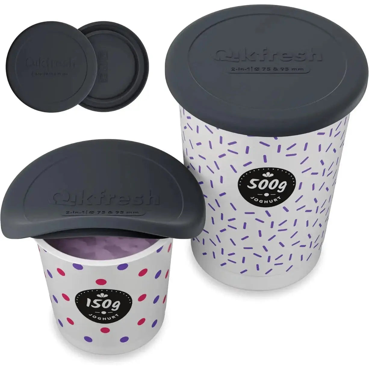 Mehrweg Frischedeckel für Joghurtbecher Schwarz von Qikfresh