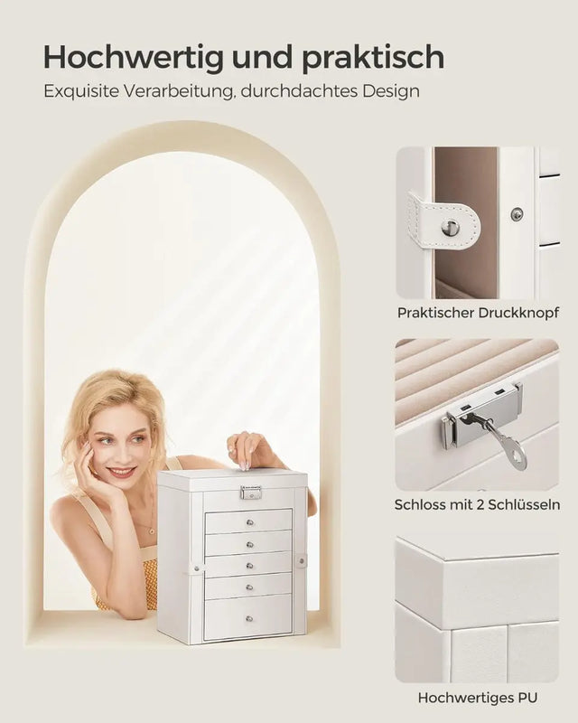 Schmuckkasten Schmuckschatulle mit 6 Ebenen von Songmics