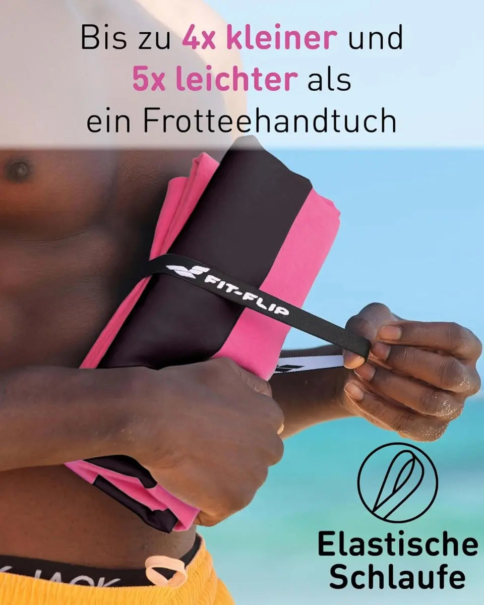 Strandtuch XXL Mikrofaser schnelltrocknendes Badetuch 200x90cm Pink-Dunkelgrau von guteszeug.ch