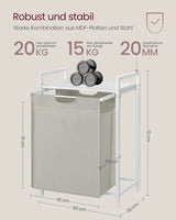 Wäschekorb mit Ablage, cremeweiss-mattweiss von Songmics
