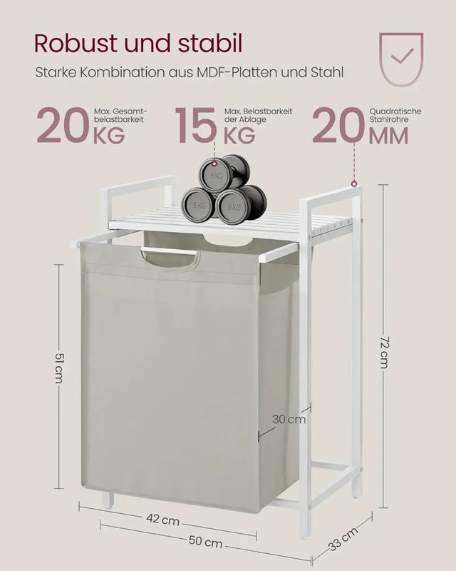 Wäschekorb mit Ablage, cremeweiss-mattweiss von Songmics