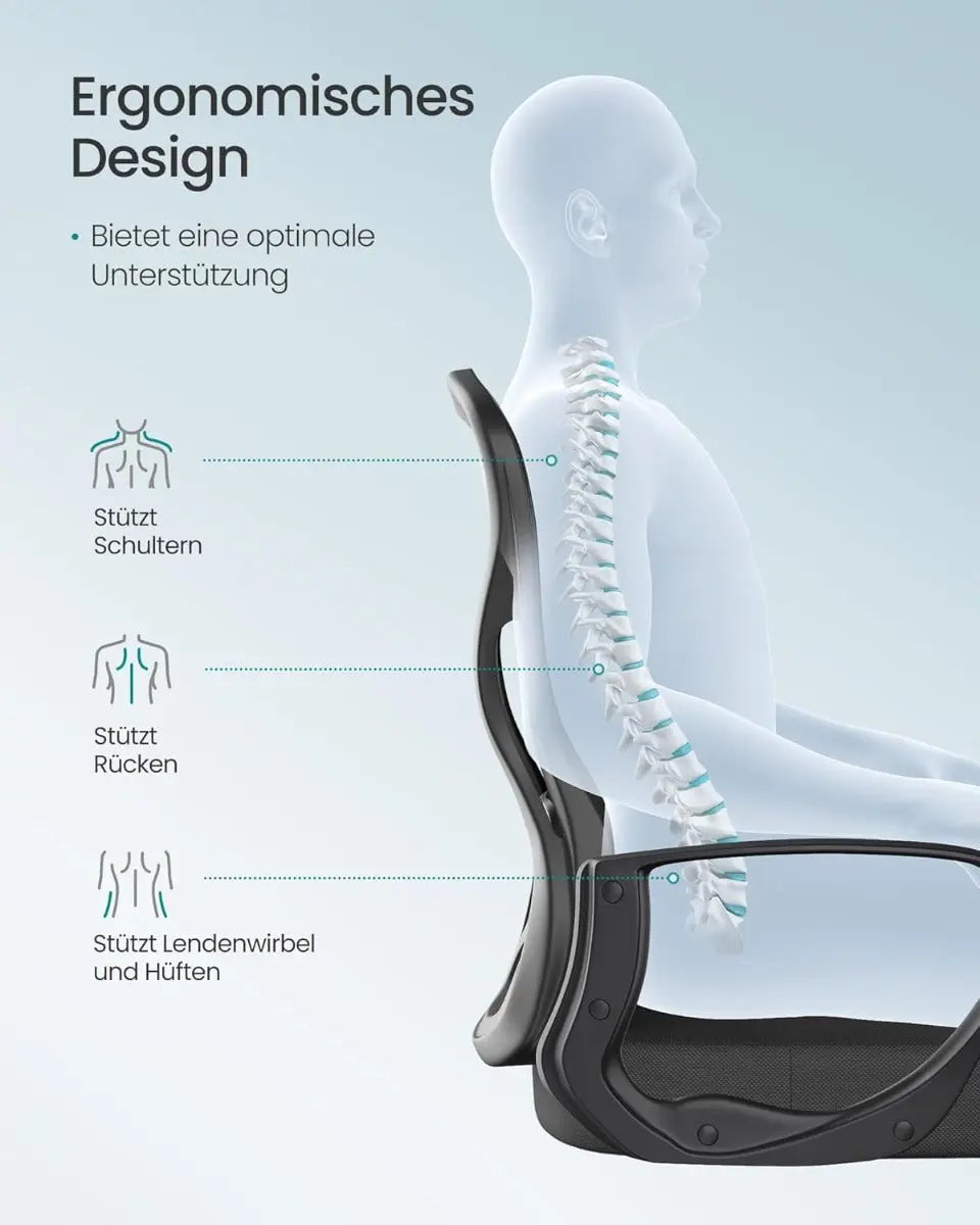 Drehstuhl ergonomisch Lumbalstütze schwarz Mesh von Songmics