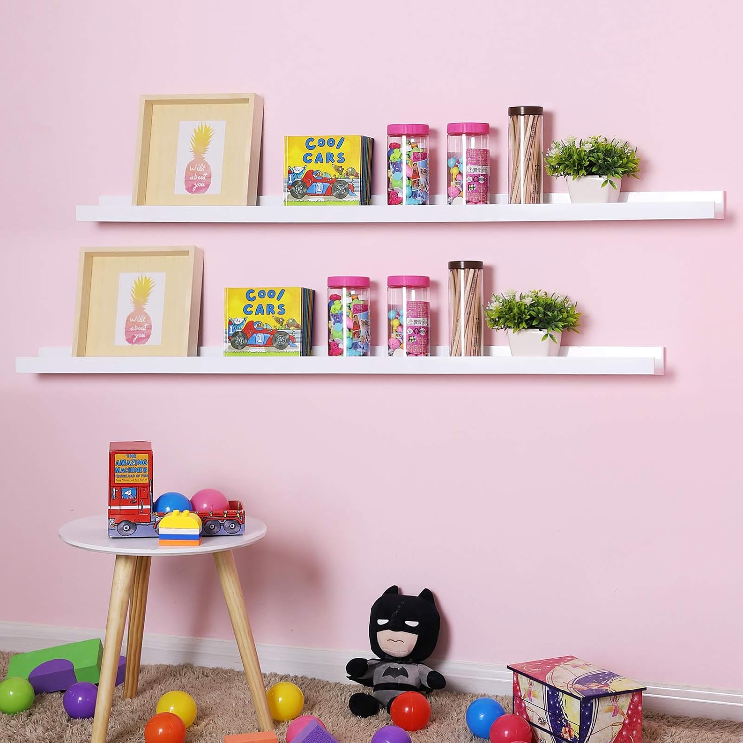 Wandregal Schweberegal 110 cm weiß für Wohnzimmer Küche von Songmics