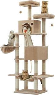 Kratzbaum XXL 203,5 cm Katzenbaum Kamelbraun von Songmics