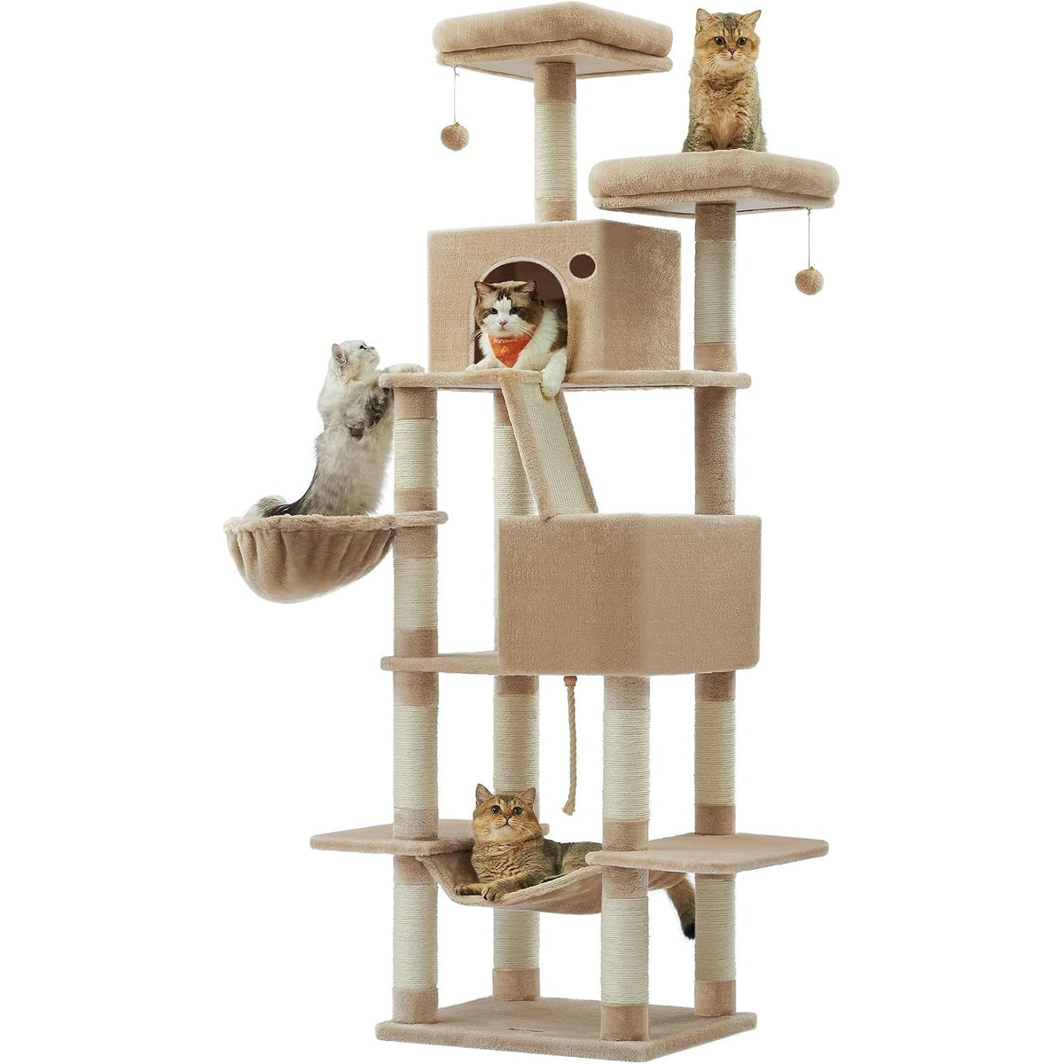 Kratzbaum XXL 203,5 cm Katzenbaum Kamelbraun von Songmics