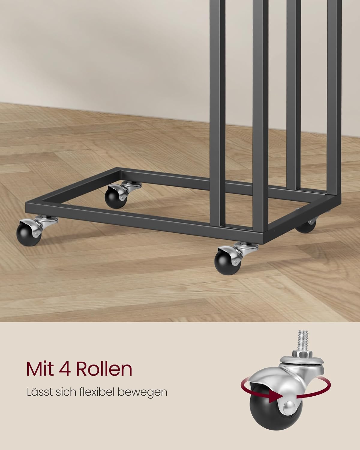 Beistelltisch mit Rollen C-Form Sofatisch Laptoptisch von Songmics