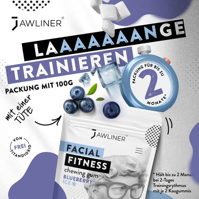 Fitness Blueberry Chewing Gum 100g Pack von JAWLINER