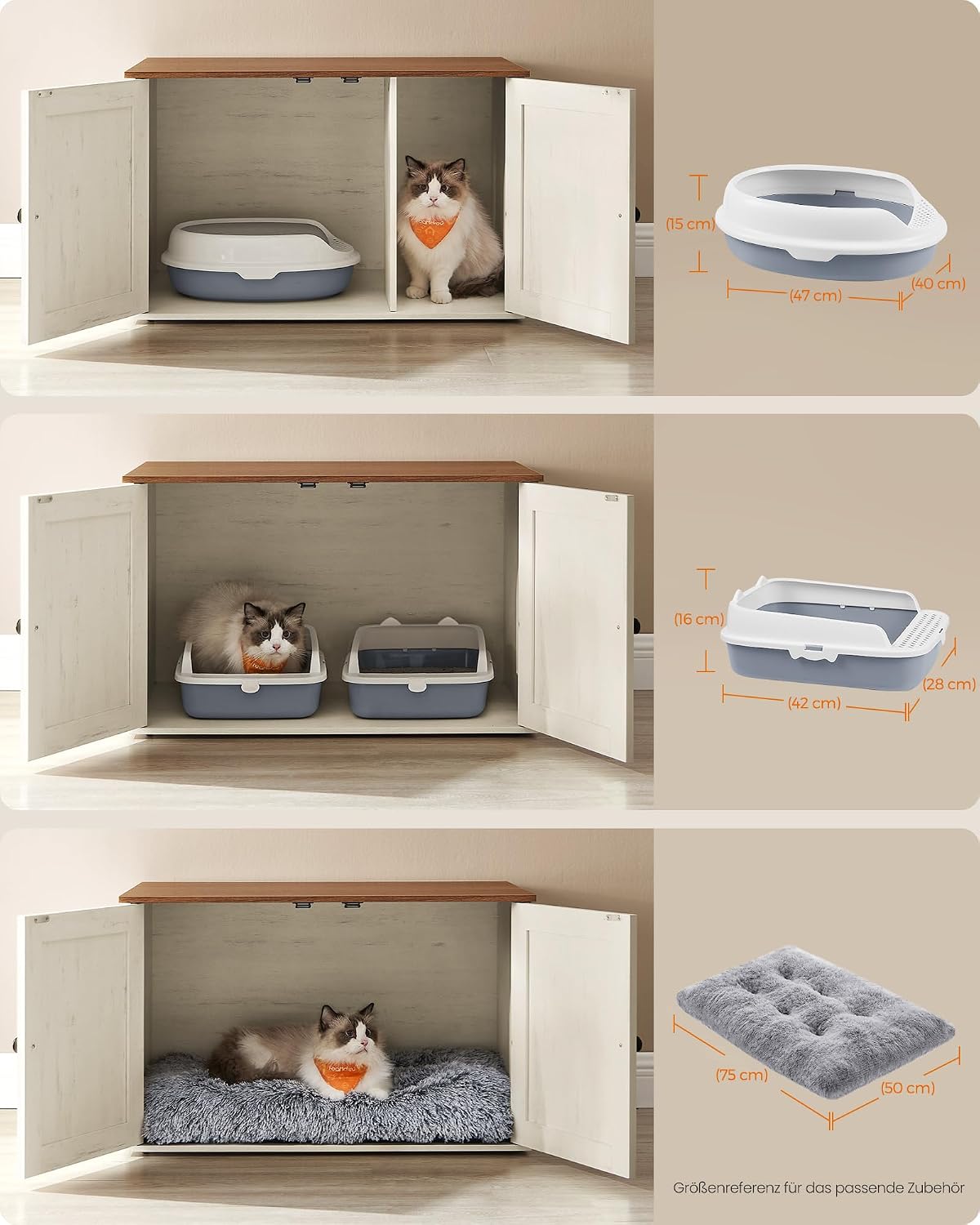 Katzentoilettenschrank Katzenhaus 80x53x50 cm Braun von Songmics