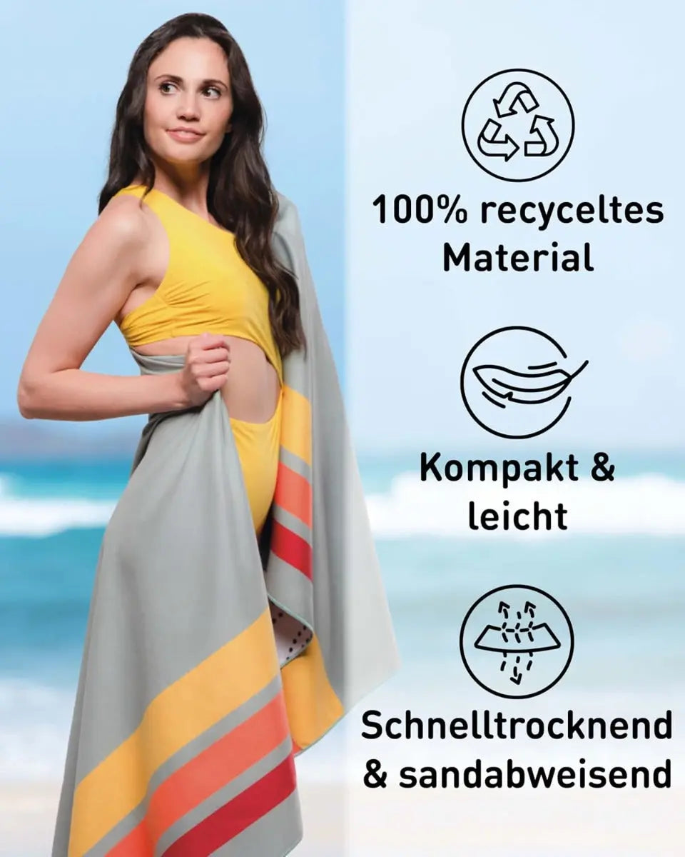 Strandtuch XXL Mikrofaser schnelltrocknendes Badetuch 200x90cm Retrostripes von guteszeug.ch