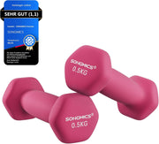 Kurzhantelset 2 x 0,5 kg Neopren Hanteln Pink Violett von Songmics