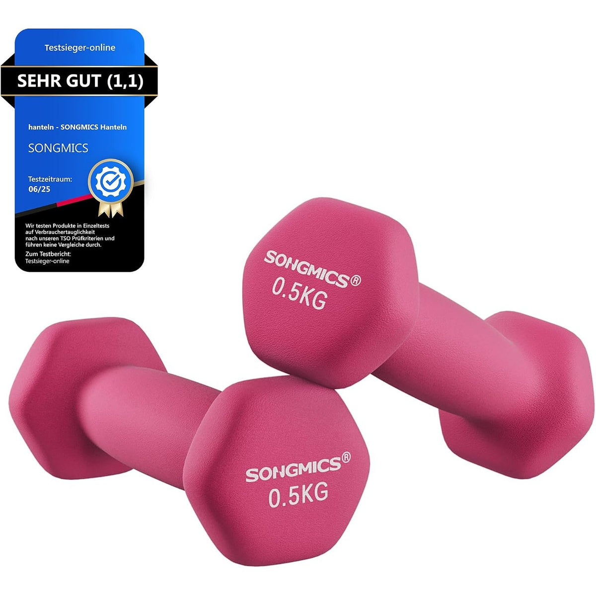 Kurzhantelset 2 x 0,5 kg Neopren Hanteln Pink Violett von Songmics