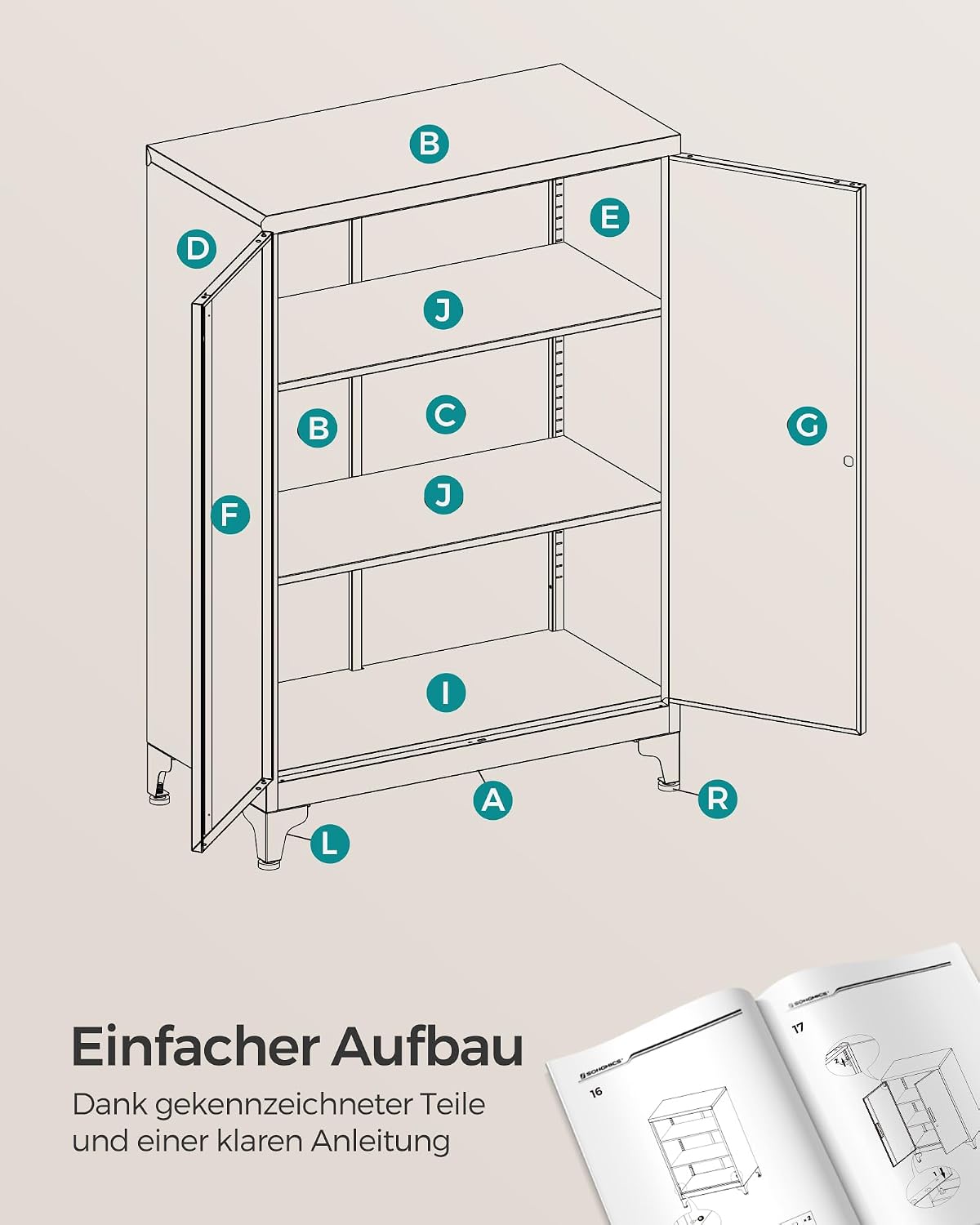 Metallschrank Aktenschrank 60x40x99 cm Schwarz abschliessbar von Songmics