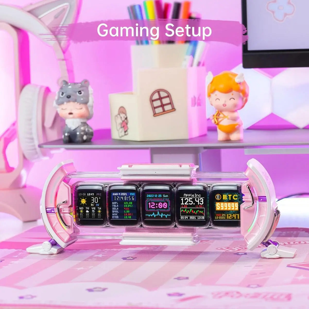 Times Gate Informatives Pixel Display Pink von Divoom