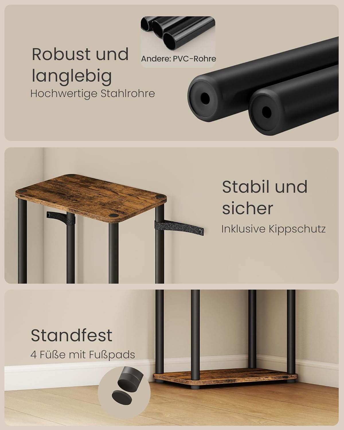 Standregal 6 Ebenen Aufbewahrungsregal Vintagebraun 173cm von Songmics
