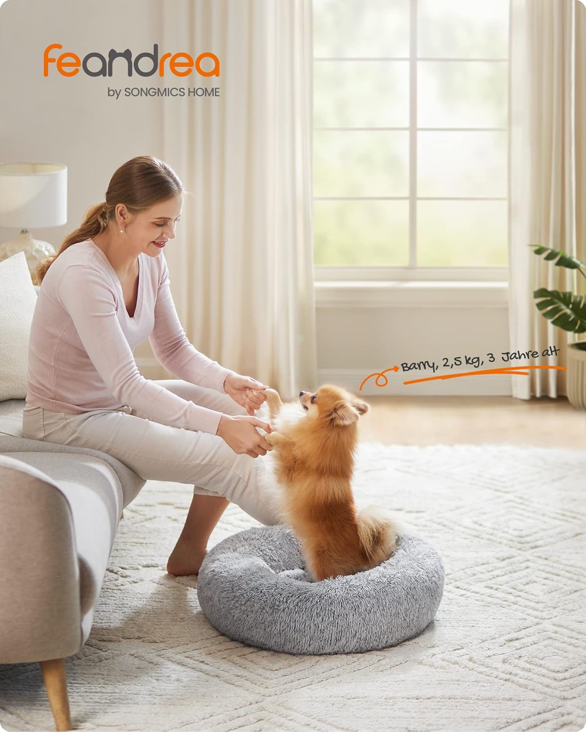 Hundebett Donut flauschig waschbar 60 cm Ombré Grau von Songmics